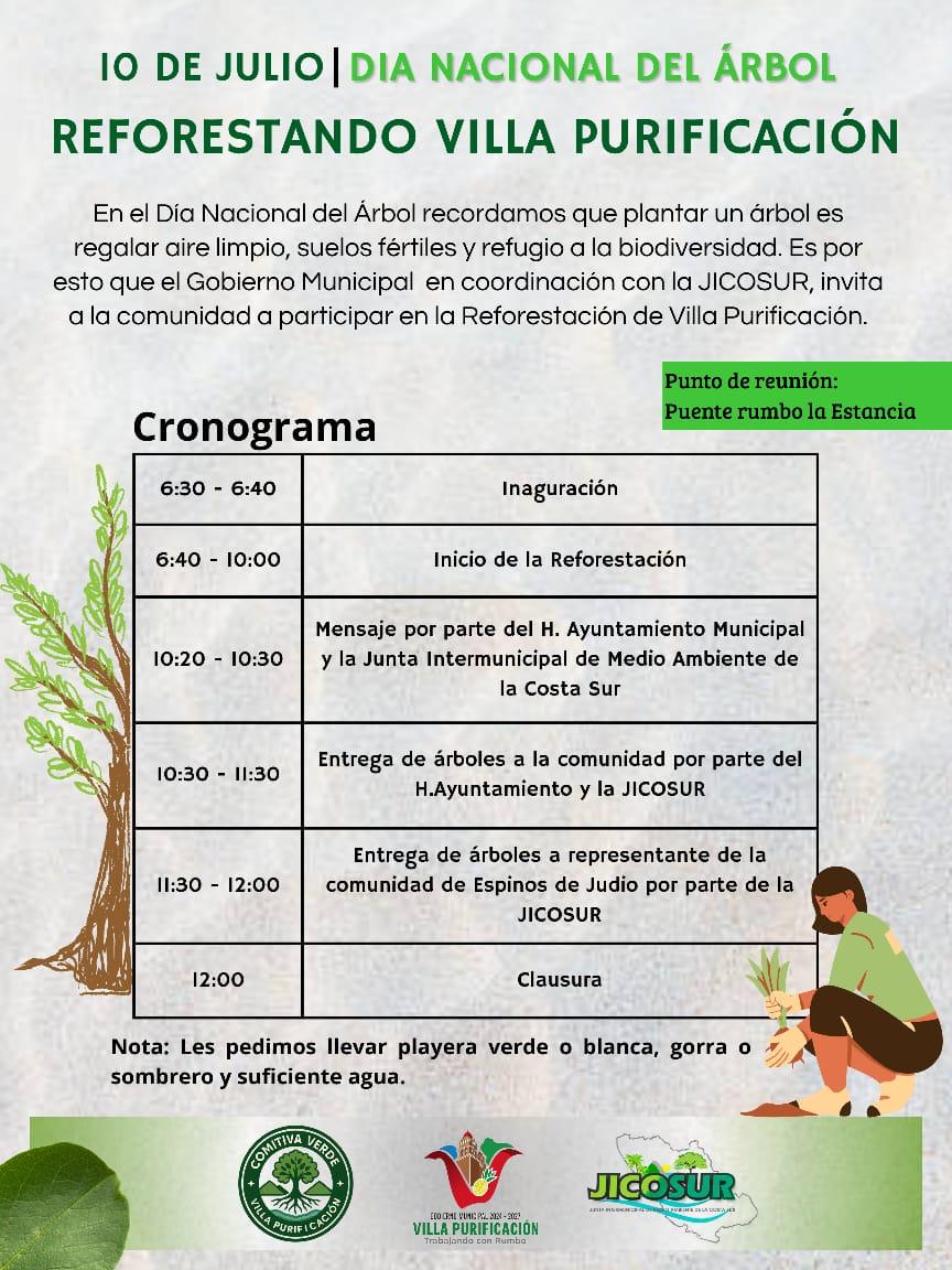 DIA NACIONAL DEL ARBOL REFORESTANDO VILLA PURIFICACION